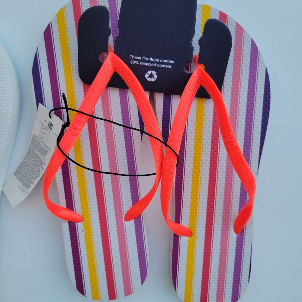 2 Gap Women's Stripe / solid print Flip flops - Picture 3 of 5